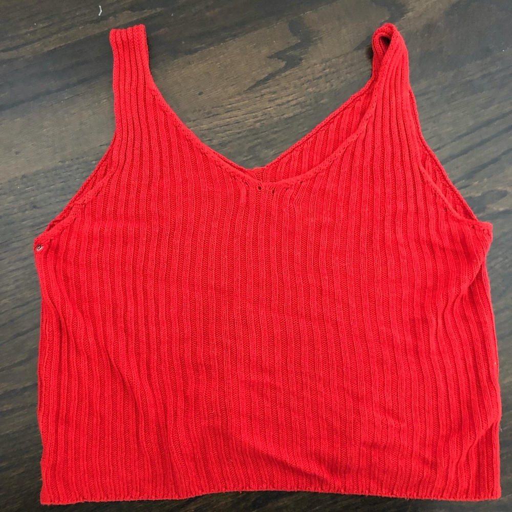 Red knitted tank top, size XS-S,